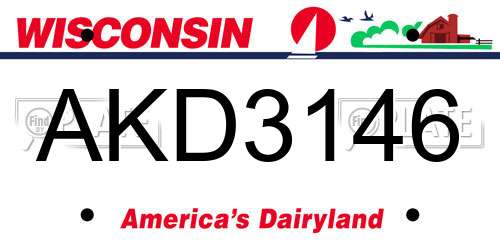 AKD3146 Wisconsin License Plate