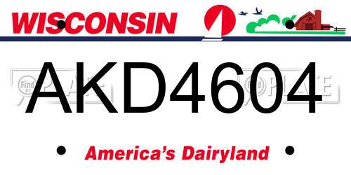 AKD4604 Wisconsin License Plate