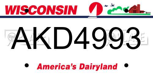 AKD4993 Wisconsin License Plate