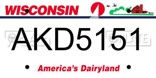 AKD5151 Wisconsin License Plate