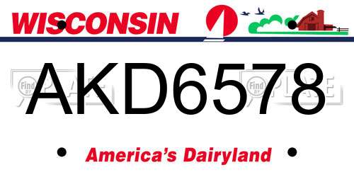 AKD6578 Wisconsin License Plate