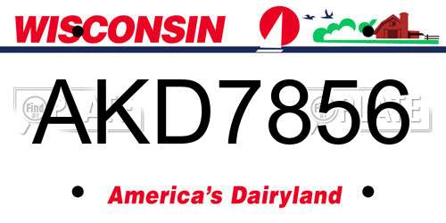 AKD7856 Wisconsin License Plate