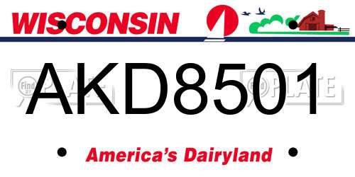 AKD8501 Wisconsin License Plate