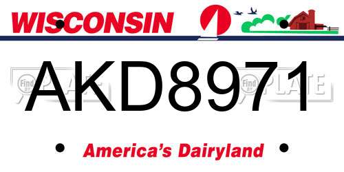 AKD8971 Wisconsin License Plate