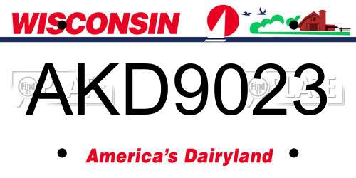 AKD9023 Wisconsin License Plate