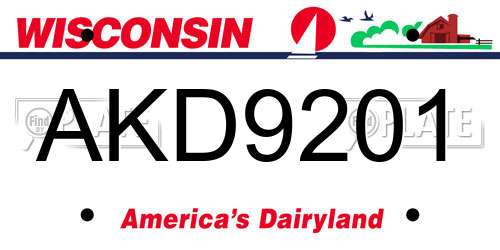 AKD9201 Wisconsin License Plate