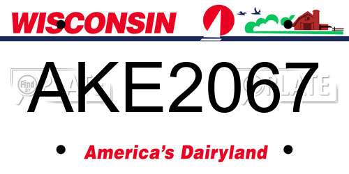 AKE2067 Wisconsin License Plate