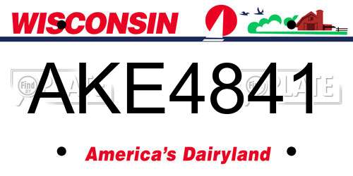AKE4841 Wisconsin License Plate