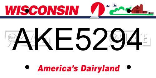 AKE5294 Wisconsin License Plate