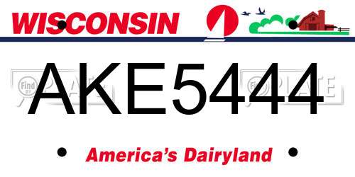 AKE5444 Wisconsin License Plate