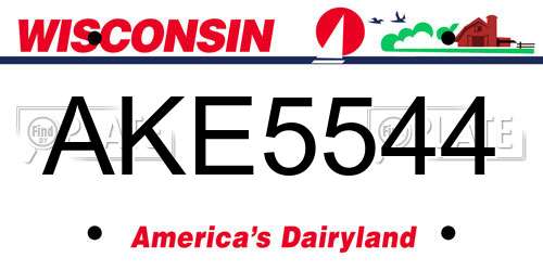 AKE5544 Wisconsin License Plate