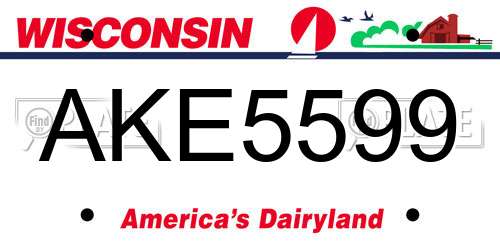 AKE5599 Wisconsin License Plate