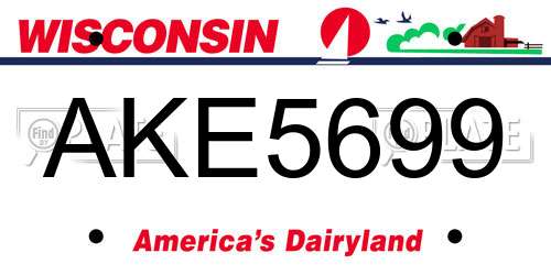 AKE5699 Wisconsin License Plate
