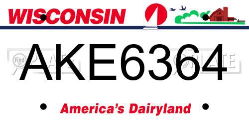 AKE6364 Wisconsin License Plate