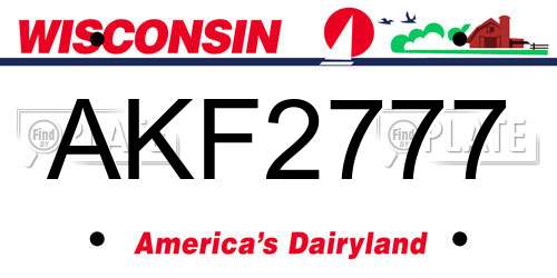 AKF2777 Wisconsin License Plate