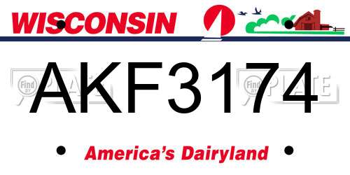 AKF3174 Wisconsin License Plate