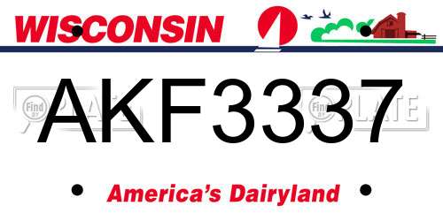 AKF3337 Wisconsin License Plate