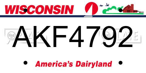AKF4792 Wisconsin License Plate