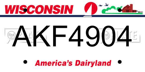 AKF4904 Wisconsin License Plate