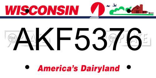 AKF5376 Wisconsin License Plate