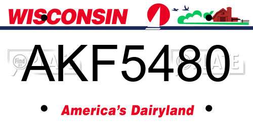 AKF5480 Wisconsin License Plate