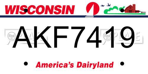 AKF7419 Wisconsin License Plate