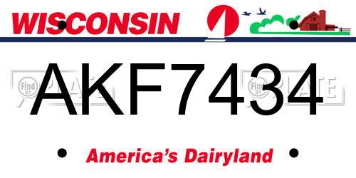 AKF7434 Wisconsin License Plate