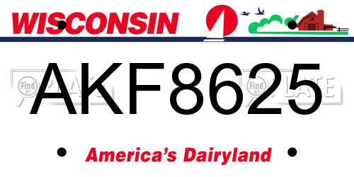 AKF8625 Wisconsin License Plate