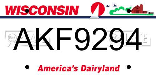 AKF9294 Wisconsin License Plate