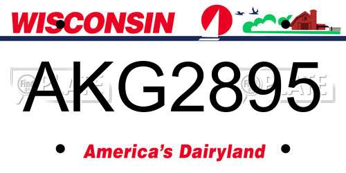 AKG2895 Wisconsin License Plate