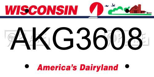 AKG3608 Wisconsin License Plate