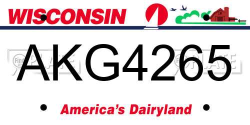 AKG4265 Wisconsin License Plate