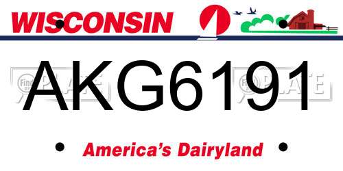 AKG6191 Wisconsin License Plate