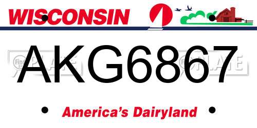 AKG6867 Wisconsin License Plate
