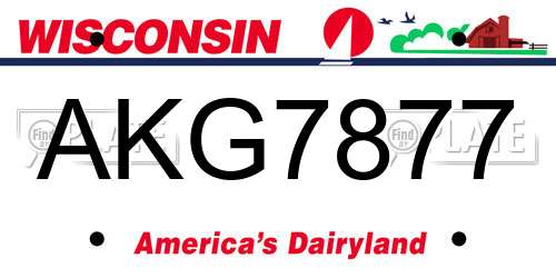 AKG7877 Wisconsin License Plate