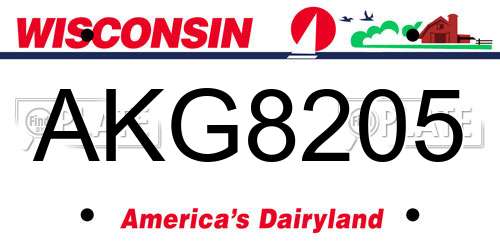 AKG8205 Wisconsin License Plate