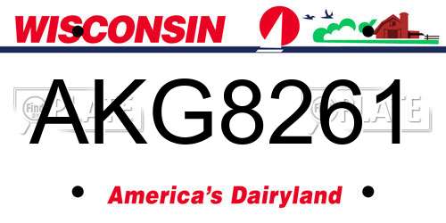 AKG8261 Wisconsin License Plate
