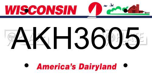 AKH3605 Wisconsin License Plate