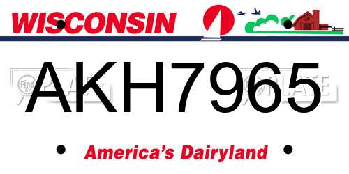 AKH7965 Wisconsin License Plate