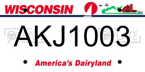 AKJ1003 Wisconsin License Plate
