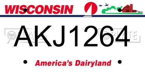 AKJ1264 Wisconsin License Plate