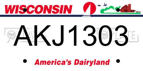 AKJ1303 Wisconsin License Plate