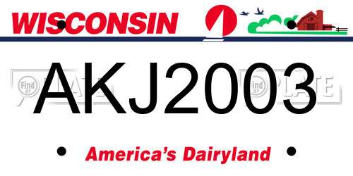 AKJ2003 Wisconsin License Plate