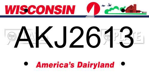 AKJ2613 Wisconsin License Plate