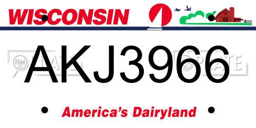 AKJ3966 Wisconsin License Plate