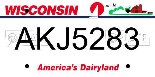 AKJ5283 Wisconsin License Plate