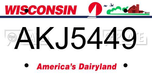 AKJ5449 Wisconsin License Plate