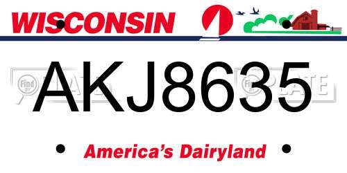 AKJ8635 Wisconsin License Plate