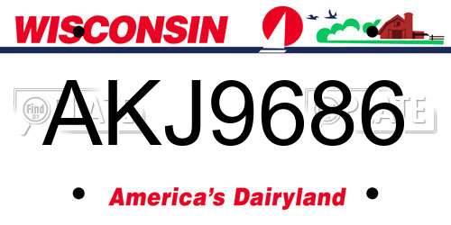 AKJ9686 Wisconsin License Plate