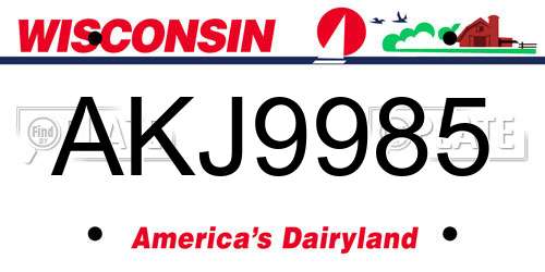 AKJ9985 Wisconsin License Plate